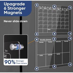 Acrylic Magnetic Calendar for Refrigerator, 2pcs